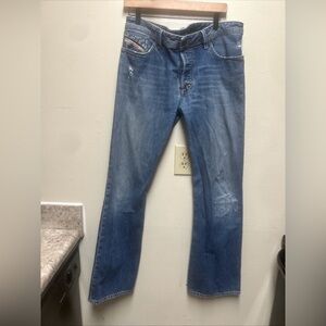 Diesel Industry Shazor Denim Jeans 34x32 Bootcut Button Fly Semi Distressed